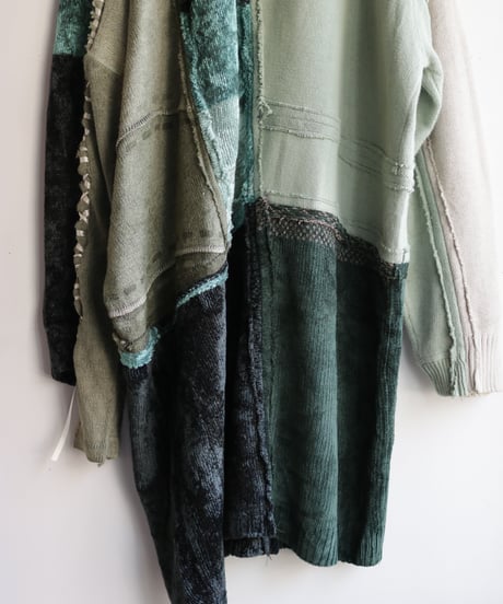 "乱反射する緑化地帯" Reflection Green Knit, reconstructed from knit vintages