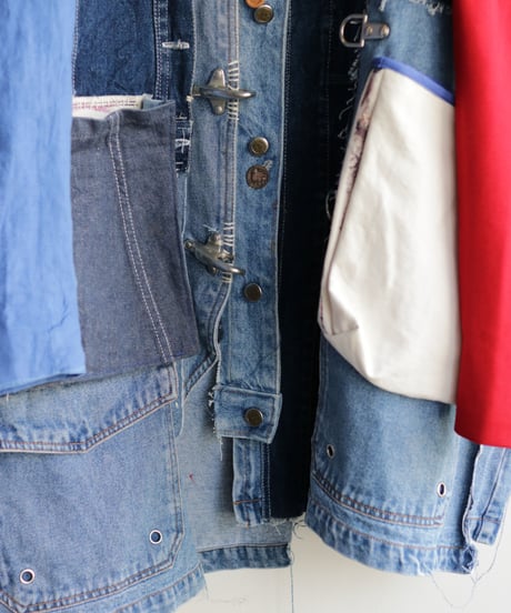"まだ色彩になる前の三色" Signal Coat, reconstructed from denim and mix vintages