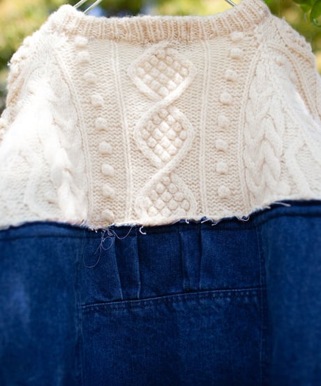 "それぞれの青のカーディガン" Cardigan with two large pockets, Rebuild by vintages