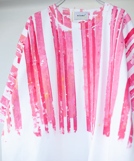 "まぶしいネオン" Dazzling neon, Hand-printed silk-screen T-shirt