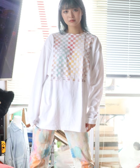 "パウル・クレーに捧ぐ手刷りのロンT 第一色" T-shirt by Analog silk screen overlay blurring hand-print