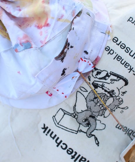 "彼女によく似た荒花" Painted cloth Patchwork Flower hat, Rebuild by vintages