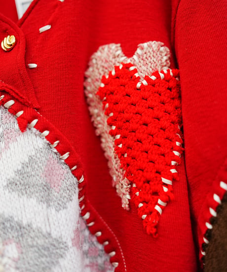 "ふたつのハート" Double heart knit, Rebuild by vintages