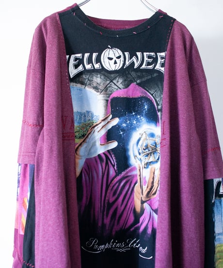 "花を背負ってロックを歌う" Carrying flowers, singing rock. long-sleeved T-shirt, Rebuild by vintages