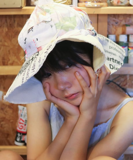 "彼女によく似た荒花" Painted cloth Patchwork Flower hat, Rebuild by vintages