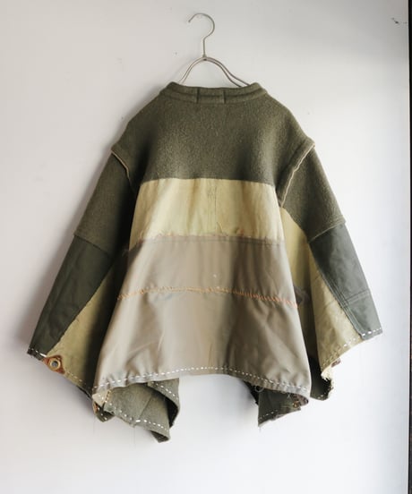 "ふたりきり" Too Wide Short jacket, reconstructed from Green vintages