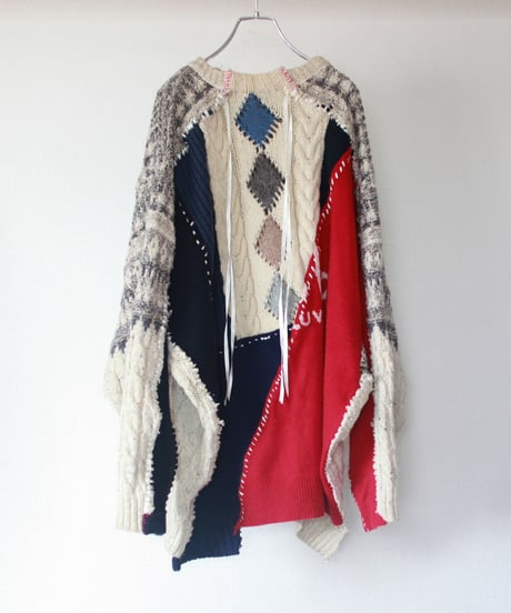 "赤と青が交わる明滅" In the light and shadow where red and blue intersect knit, Rebuild by vintages