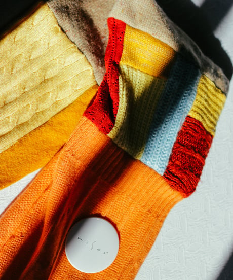 "サンセット・アンティーク" Vintage knit Rebuild Muffler by Antique Lace and Sunset