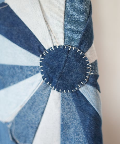 "花開くデニムスカート" blooming flowers denim skirt, Rebuild by vintages