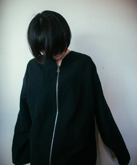 《0＜nisai+α≦Y》 riri zip painted jacket / wool and cotton black