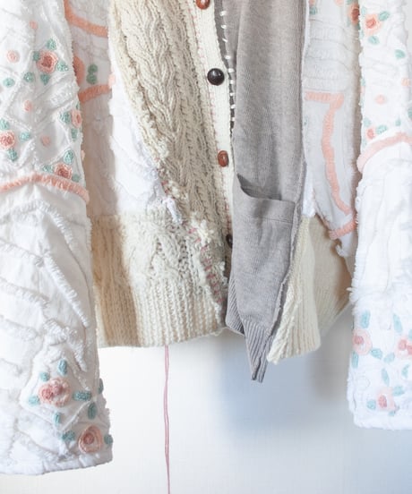 "淡い花のカーディガン" pale flowers cardigan, Rebuild by vintages