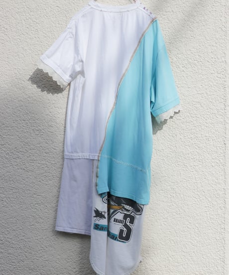 "水色の再会" Light blue reunion Dress One-piece, reconstructed from vintages