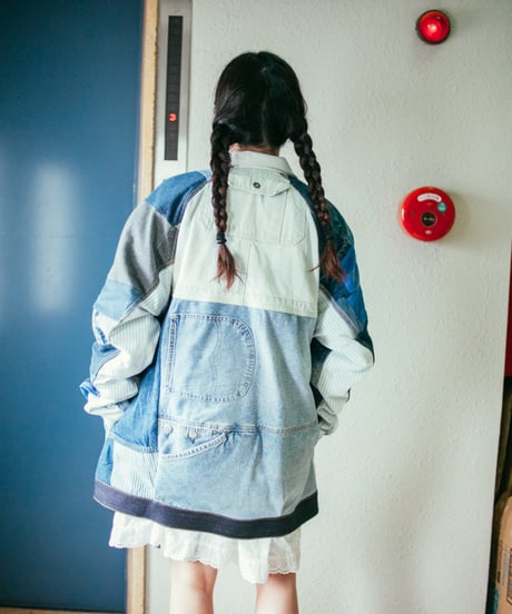 《nisai × soma komatsuno》"おわらない青 遊青編" Patchwork oversized jacket, Rebuild by vintage denims