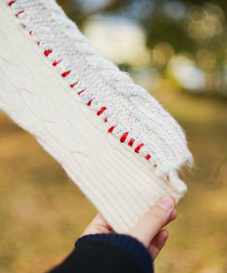 "ふたつのハート" Double heart knit, Rebuild by vintages