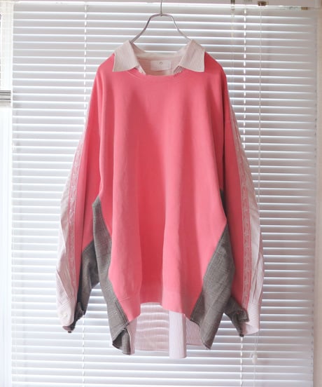 "桃色の両思い" pink color mutual affection pull-over, rebuild by vintages
