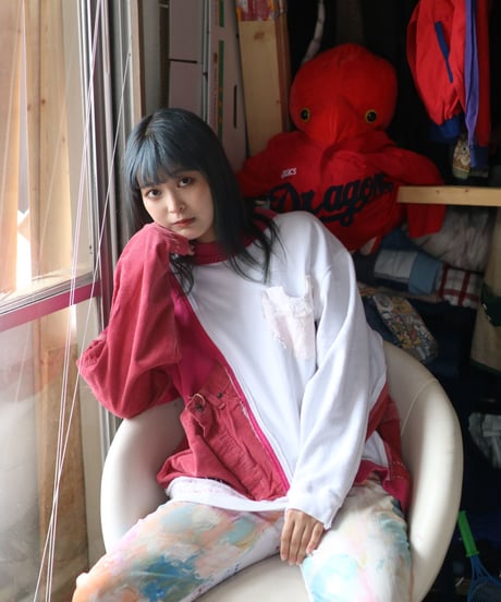 "少女の約束と記憶" Girl's promise and memory pink pullover, rebuild by vintages
