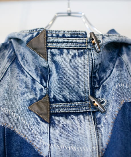 "碧い花弁のデニムジャケット" blue petal denim jacket, rebuild by vintages