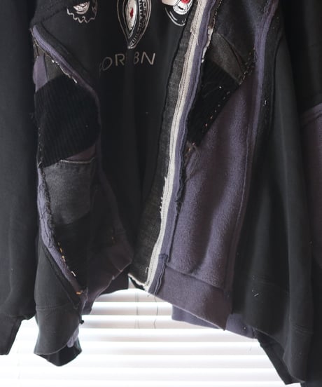 "BADBADNOTGOOD" Grunge Black Hoodie rebuild by vintages