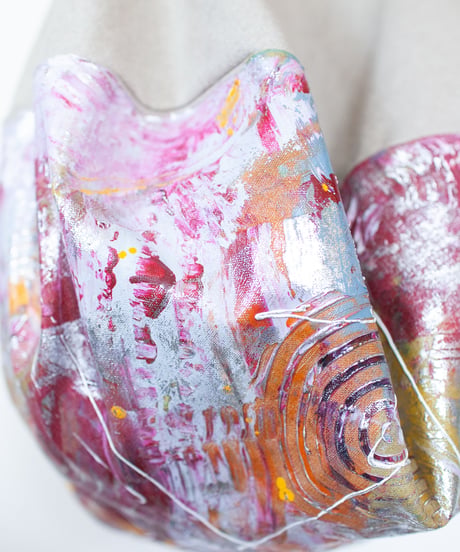 《0＜nisai+α≦Y》 Painted Ball bag / beige linen