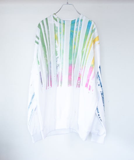 "明るい人" Trainer by Analog silk screen overlay blurring hand-print