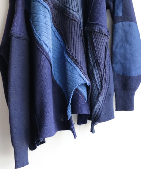 "東京豪雨" Tokyo Heavy Rain Knit, reconstructed from blue knit vintages