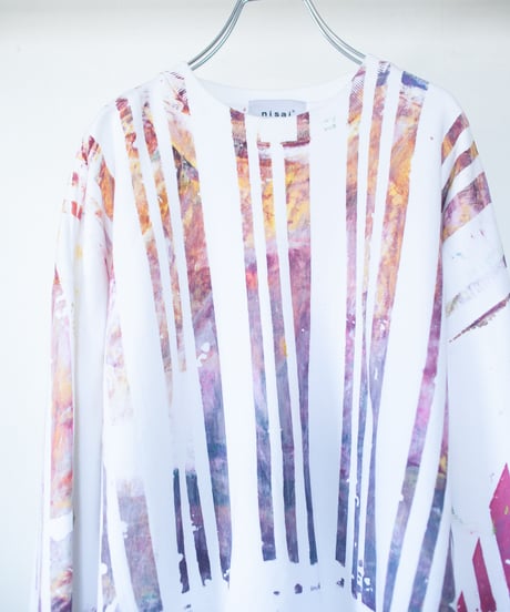"思い出す色" Trainer by Analog silk screen overlay blurring hand-print