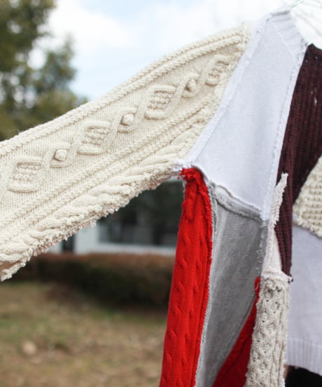 "くずれたルージュ"  Collapsed rouge Knit, Rebuild by vintages