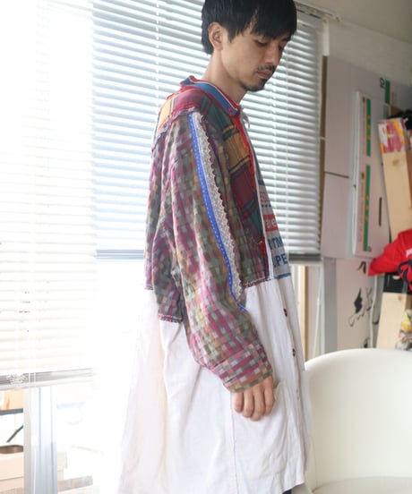 "愛の別名／レヴィ＝ストロースへ捧ぐ" Bricolage long shirt dedicated to Levi Strauss, rebuild by vintages