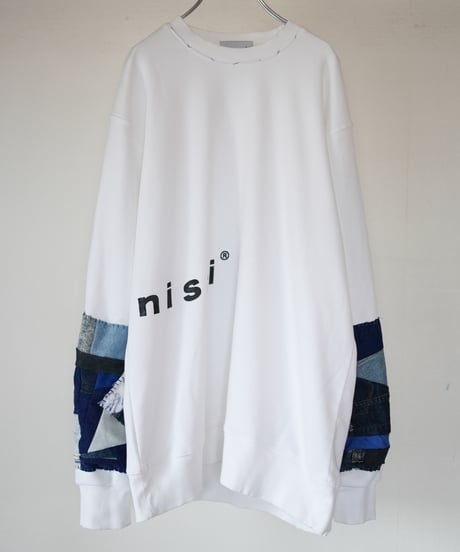 "つぎはぎのデニムスリーブトレーナー 第四色" Patchwork denim sleeve trainer, Rebuild by vintages
