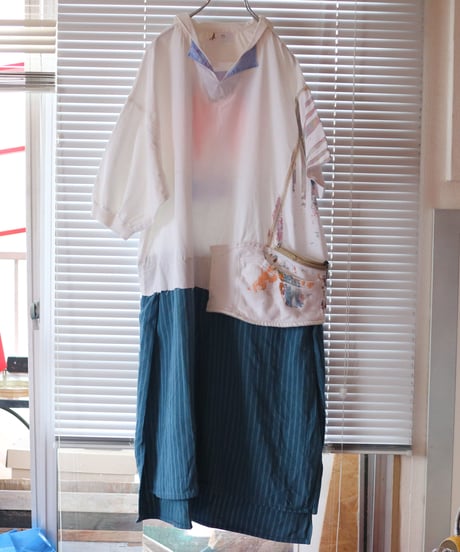 "夏、色隠し、セーラーワンピース" Summer love Sailor collar Dress, Rebuild by vintages