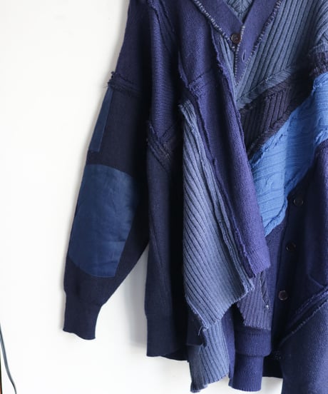 "東京豪雨" Tokyo Heavy Rain Knit, reconstructed from blue knit vintages