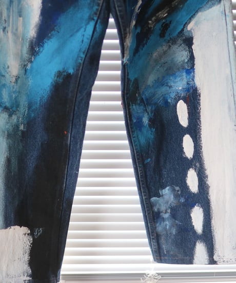 "黒風白雨2" Storm painted denim 2nd, Based on vintage denim