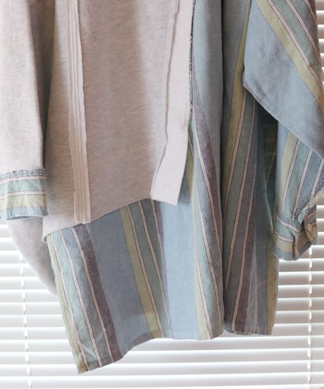 "灰と薄青" Ash and light blue Misaligned pullover, rebuild by vintages