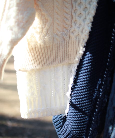 "青の向こうへ" Beyond blue knit, Rebuild by vintages