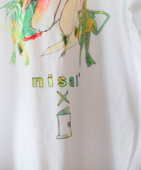 【nisai × 真綾】"遊ぶふたりの手刷りと手描きのTシャツ" Hand-printed and hand-painted T-shirts by two children playing
