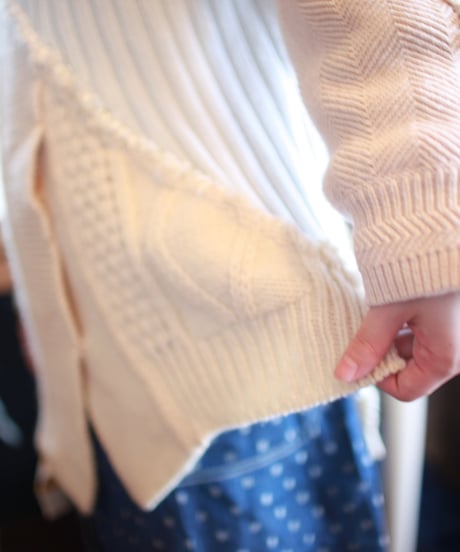"少女水色グランジ" Girl light blue grunge Knit, Rebuild by vintages