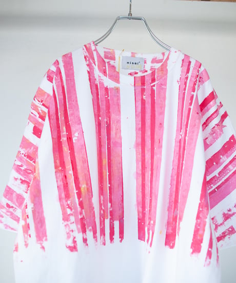 "まぶしいネオン" Dazzling neon, Hand-printed silk-screen T-shirt
