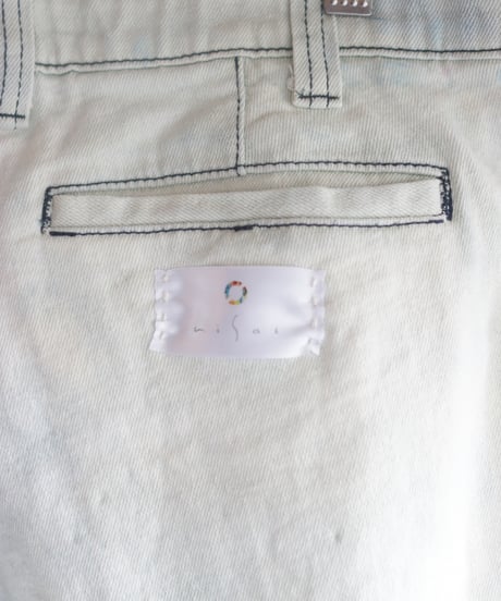 "偽装する虹" Fake stitch painted pants, Based on Bleach vintage denim