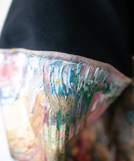 《0＜nisai+α≦Y》 Painted Ball bag / wool and cotton black