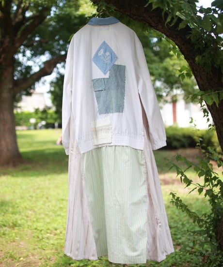 "涼しい青と風緑の春秋コート" Cool blue and wind green spring / autumn coat, Rebuild by vintages