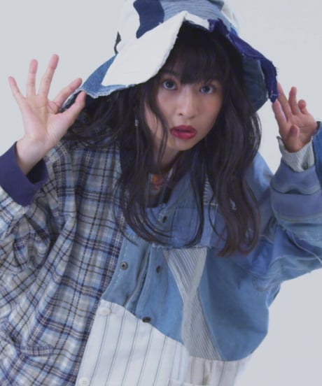 "終わらない藍の花" Blue Patchwork Flower hat, Rebuild by vintages
