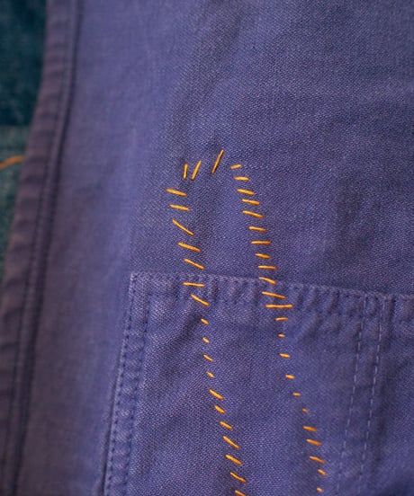 "碧い花弁のデニムジャケット" blue petal denim jacket, rebuild by vintages