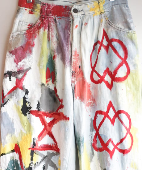 "二重ハート" Overlapping love and unlove, Based on Bleach denim pants