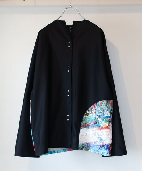 《0＜nisai+α≦Y》 metal hook paint shirt jacket / black formal wool