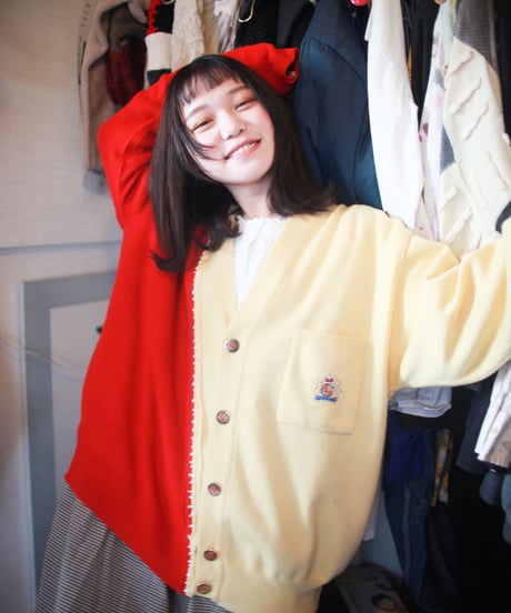 "あの日、赤かっただけのカーディガン" Past Red knit, Rebuild by vintages