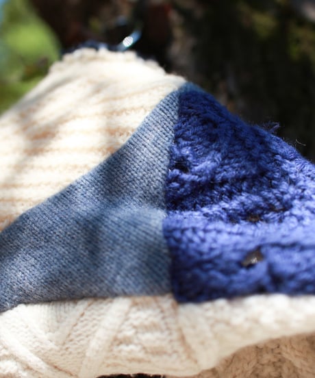 "あの日、青かっただけのニット・マフラー" past blue muffler, Rebuild by vintages