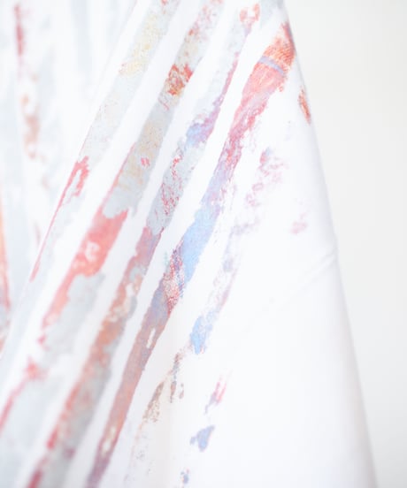 "虹と灰と光のトレーナー" Rainbow, ash and light, Multicolor hand-printed Trainer