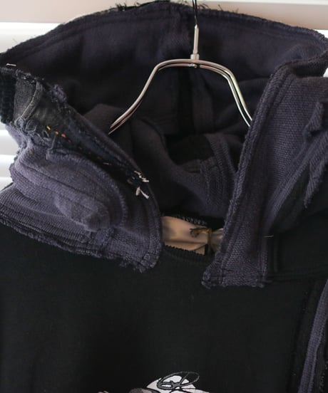 "BADBADNOTGOOD" Grunge Black Hoodie rebuild by vintages