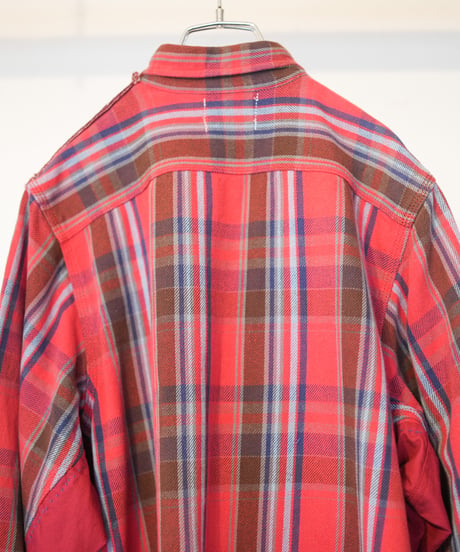 "赤い花" Red flower shirt jacket, Rebuild by vintages