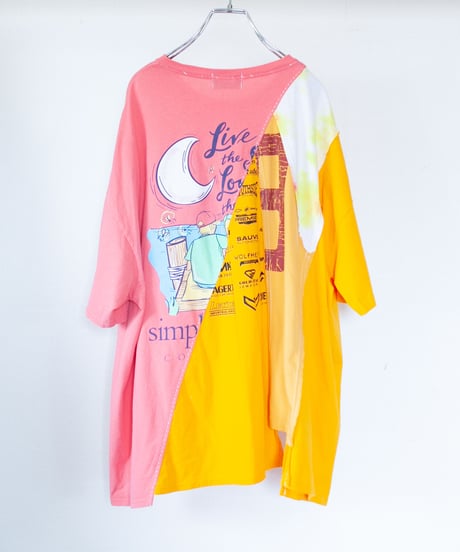 "ピンクナイトウィズイエローフラワーズ" pink night with yellow flowers T-shirt, Rebuild by vintages